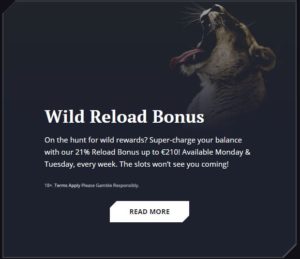 The Hunt for the Wildest Reload Bonus Begins at 21 Casino Wild Reload Bonus 21Casino banner 300x259 - The Hunt for the Wildest Reload Bonus Begins at 21 Casino
